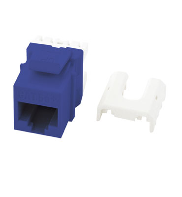 Product image for On-Q WP3475-BE RJ45 Category 5E Blue Plastic Quick Connect Keystone Connector
