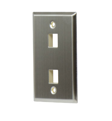 Product image for On-Q WP3402-SS 1Gang Wall Plate, 2-Port - Stainless Steel