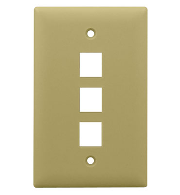 Product image for On-Q WP3403-IV 1-Gang 3-Port Ivory High Impact Flame Retardant Plastic Keystone Wallplate