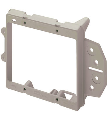 Product image for Pass & Seymour AC1009-02 4" x 3.75" 2-Gang Gray Smooth Flame Retardant Plastic In-Wall Face Mount Low-Voltage Bracket