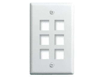 Product image for On-Q WP3406-WH 1-Gang 6-Port White High Impact Flame Retardant Plastic Keystone Wallplate