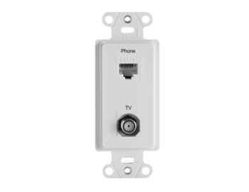 Product image for On-Q WP3211-WH 2-Port White RJ45 Phone/Television Pre-Configured Strap