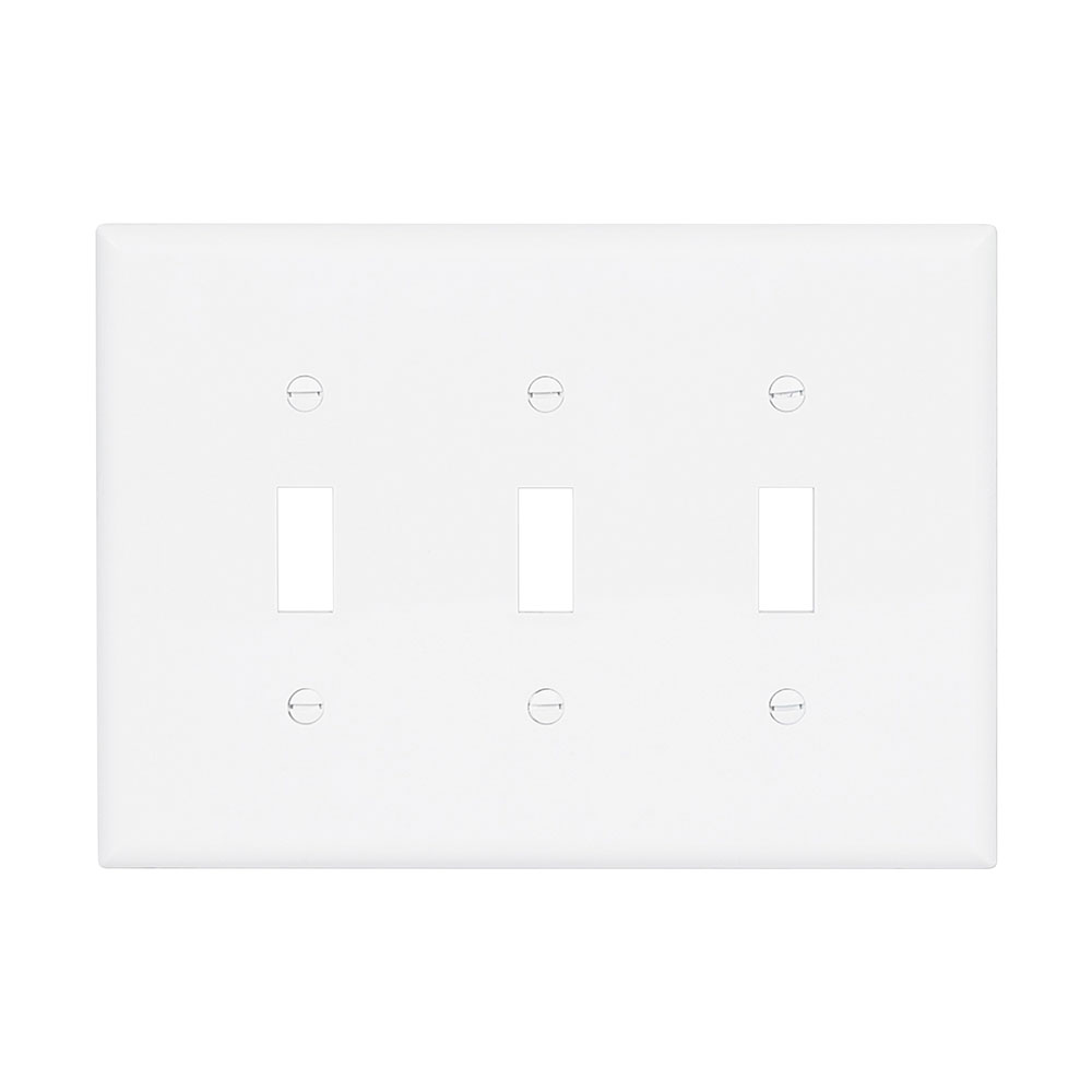 CPW PJ3W-SP-L Wallplate 3G Toggle Poly Mid WHITE