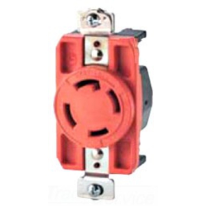 Eaton locking receptacle, Isolated ground, #14-8 AWG, 30A, Industrial, 250V, Back and side wiring, Orange, Single, L15-30, Three-pole, Four-wire, Glass-filled nylon