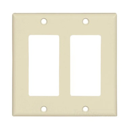 Standard Size Decorator Wallplate, Almond, Decorator, Thermoset, 2, Standard