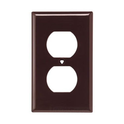 Eaton Duplex receptacle wallplate, Brown, Duplex receptacle Cutout, Nylon, Single- gang, Standard, ED Box