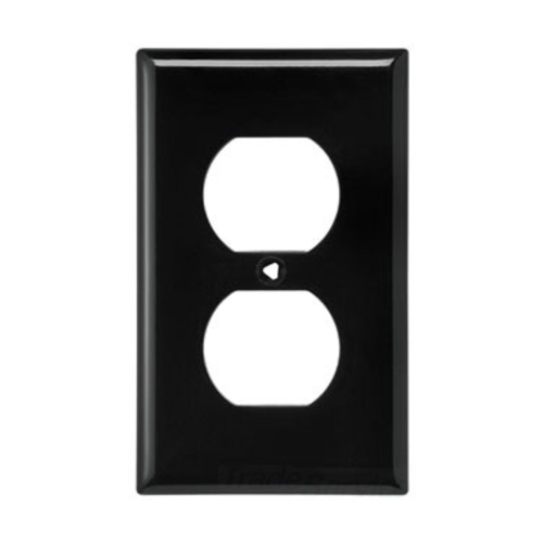 Eaton Duplex receptacle wallplate, Black, Duplex receptacle Cutout, Nylon, Single- gang, Standard