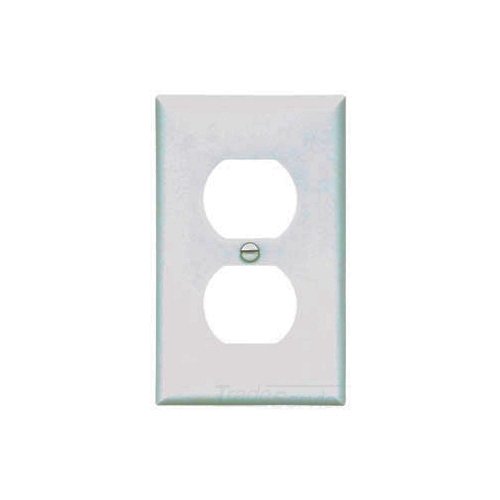 Standard Size Duplex Receptacle Wallplate, White, Power outlet, Nylon, 1, Standard