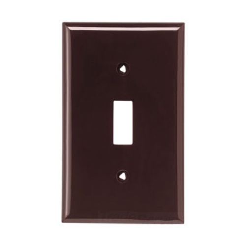 Eaton Toggle wallplate, Brown, Toggle Cutout, Nylon, Single- gang, Standard, ED Box
