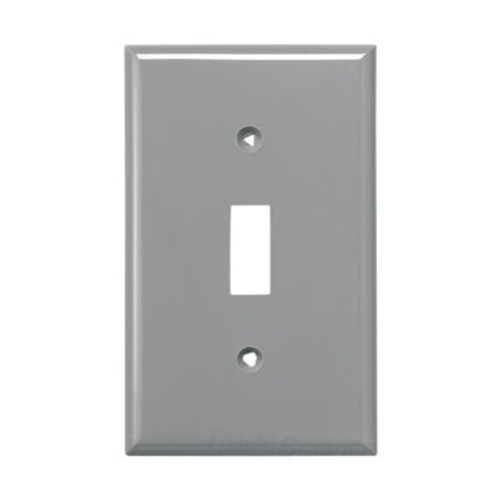 Eaton Toggle wallplate, Gray, Toggle Cutout, Nylon, Single- gang, Standard, ED Box