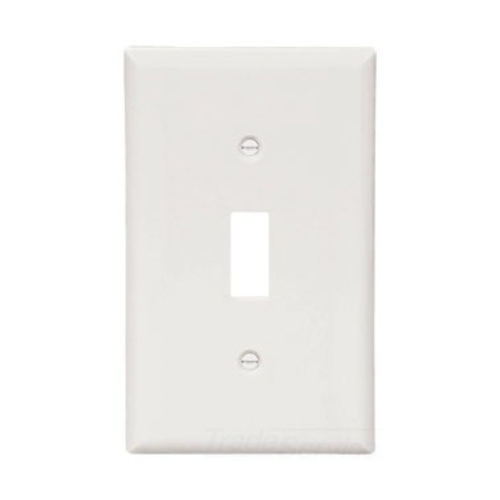 Standard Size Toggle Switch Wallplate, White, Toggle, Nylon, 1, Standard