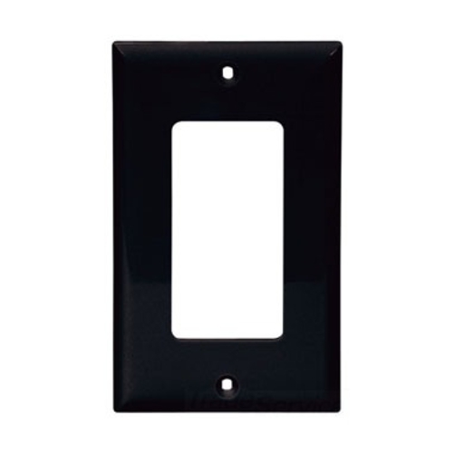 Eaton Decorator / GFCI wallplate, Black, Decorator Cutout, Nylon, Single- gang, Standard