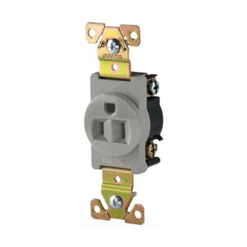 Eaton Arrow Hart extra heavy-duty industrial specification grade single receptacle, #14-10 AWG, 15A, Industrial, Flush, 125V, Back and side, Brown, Brass, High-impact nylon face, 5-15R, Single, Screw, Glass-filled nylon, Core pack