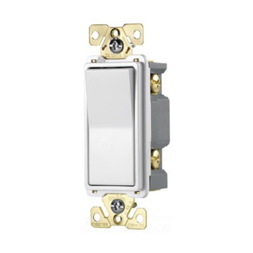 Eaton commercial grade decorator switch, Box, #14-10 AWG, 20A, Flush, 120/277V, Back/push, Antimicrobial paddle, Maintained, White, Motor Control, Fan, LED, Incand, ELV,MLV,CFL, Florscnt, Halogen, Single-pole, Thermoplastic 647307