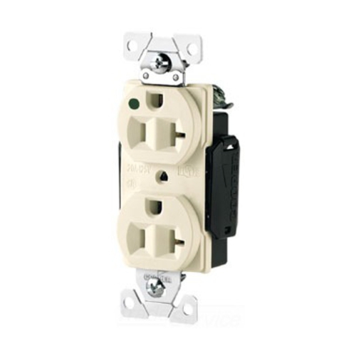 Eaton Arrow Hart extra heavy-duty hospital grade duplex receptacle,#14-10 AWG,20A,Healthcare,Flush,125V,Back and side,Light almond,Brass,High-impact nylon face,Glass-filled nylon base,5-20R,Duplex,Screw,Glass-filled nylon,Core pack