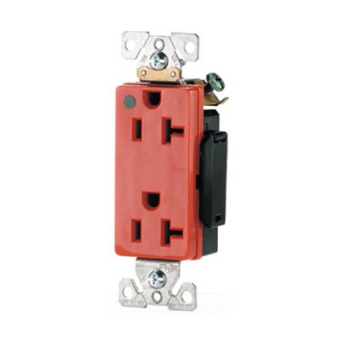 Eaton Arrow Hart extra heavy-duty hospital grade decorator duplex receptacle,#14-10 AWG,20A,Healthcare,Flush,125V,Back and side,Orange,Brass,High-impact nylon face,Glass-filled nylon base,5-20R,Duplex,Screw,Glass-filled nylon,Core pack