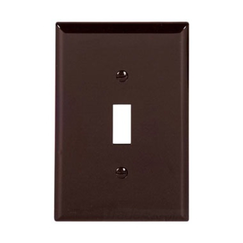 Eaton Toggle wallplate, Brown, Toggle Cutout, Polycarbonate, Single- gang, Mid-size
