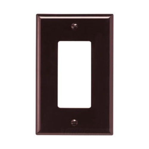 Eaton Decorator / GFCI wallplate, Brown, Decorator Cutout, Polycarbonate, Single- gang, Mid-size