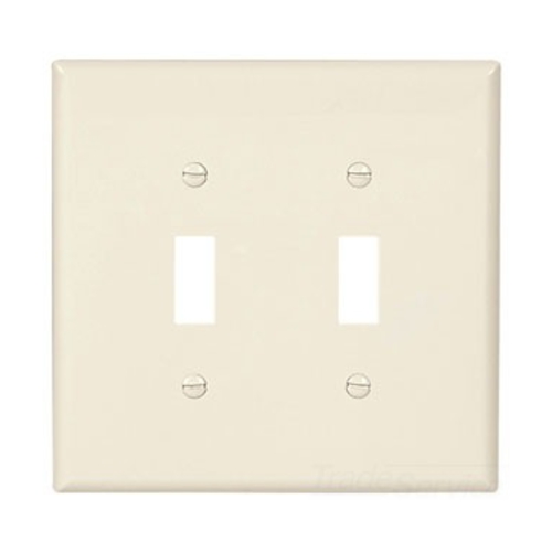 Eaton Toggle wallplate, Lt. Almond, Toggle Cutout, Polycarbonate, Two- gang, Mid-size