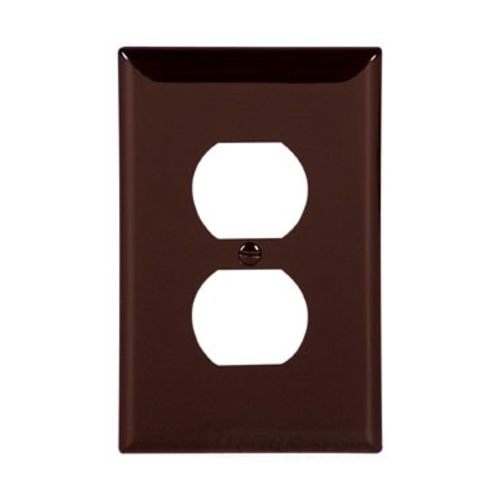 Eaton Duplex receptacle wallplate, Brown, Duplex receptacle Cutout, Polycarbonate, Single- gang, Mid-size
