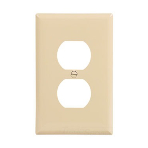 Eaton Duplex receptacle wallplate, Ivory, Duplex receptacle Cutout, Polycarbonate, Single- gang, Mid-size