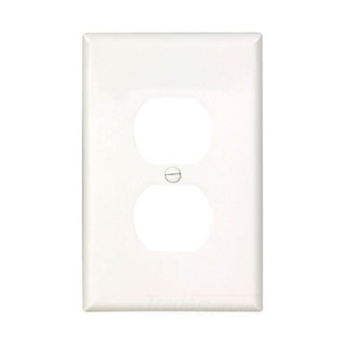 Eaton Duplex receptacle wallplate, White, Duplex receptacle Cutout, Polycarbonate, Single- gang, Mid-size