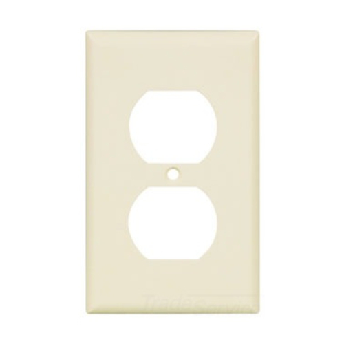 Standard Size Duplex Receptacle Wallplate, Almond, Power outlet, Thermoset, 1, Standard
