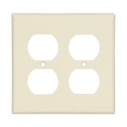 Standard Size Duplex Receptacle Wallplate, Almond, Power outlet, Thermoset, 2, Standard