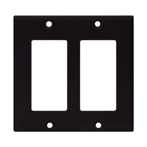 Eaton Decorator / GFCI wallplate, Black, Decorator Cutout, Thermoset, Two- gang, Standard, ED Box