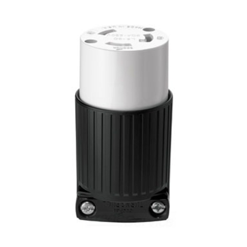 Eaton Arrow Hart ultra grip locking connector, #18-10 AWG, 30A, Industrial, 250V, Back wiring, Black, white, Ultra grip, L6-30, Two-pole, Three-wire, Nylon