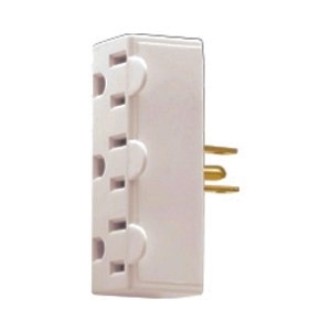 Eaton three outlet tap, Single receptacle to 3 outlets, 15A, 125V, Ivory, Thermoplastic, 5-15R, NEMA 5-15R