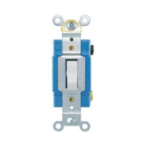 Eaton Arrow Hart industrial grade toggle switch, #14-10 AWG, 30A, Flush, 120/277V, Back/side, Screw, Ivory, Load type: Motor Control, Fan, LED, Incandescent, ELV, MLV, CFL, Flourescent, Halogen, 1-pole, 1-pole, Brass, Polycarbonate