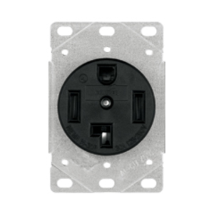 Eaton power device receptacle, #12 - 4 AWG, 30A, Flush, 125/250V, Back, Black, NEMA 14-30R, Three-pole, Four-wire, Three-pole, four-wire, grounding, Screw, Glass-filled nylon, Power