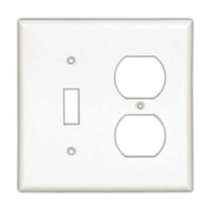 Eaton Combination wallplate, Almond, Duplex receptacle, Decorator Cutout, Thermoset, Two- gang, Standard, ED Box