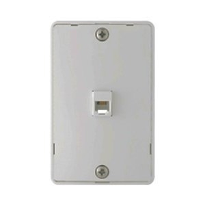 Eaton Wallplate with connector, 4-conductor jack, Commercial, residential telephone, Surface, box, Light almond, Data/Voice modular jack, Type 630A screw terminals, Thermoplastic elastomer (TPE), Standard, Type 630A