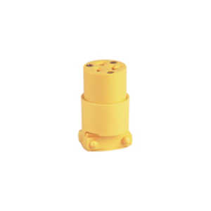 Eaton Arrow Hart straight blade plug , #18-12 AWG, 20A, Commercial, 125V, Back wire, Yellow, Brass, Vinyl, 5-20P, Two-pole, three-wire, grounding, Screw, 0.25-0.66