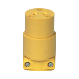 Eaton Arrow Hart straight blade connector , #18 AWG, 15A, Commercial, 125V, Back wire, Yellow, Brass, Vinyl, 1-15R, Two-pole, two-wire, non grounding, Screw, 0.25-0.66