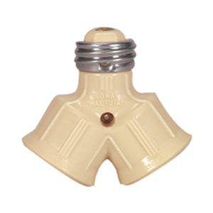 Eaton lampholder socket adapter, One socket to two sockets, Polarized, 250V, Medium base, Brown, Thermoplastic, 660W