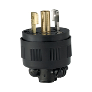 Eaton safety grip locking plug, #16-12 AWG, 15A, Industrial, 125V, Back wiring, Black, Midget, ML2, Two-pole, Three-wire, Phenolic, 0.28 to 0.42 in