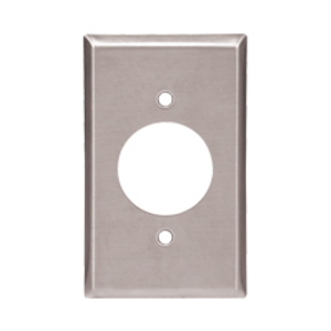 Eaton Single receptacle wallplate, Stainless steel, 1.406