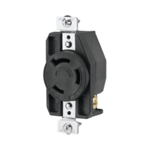 Eaton auto grip locking receptacle, #14-8 AWG, 30A, Industrial, 480V, Back and side wiring, Black, Single, L12-30, Three-pole, Three-wire, Glass-filled nylon, -40° to 60°C